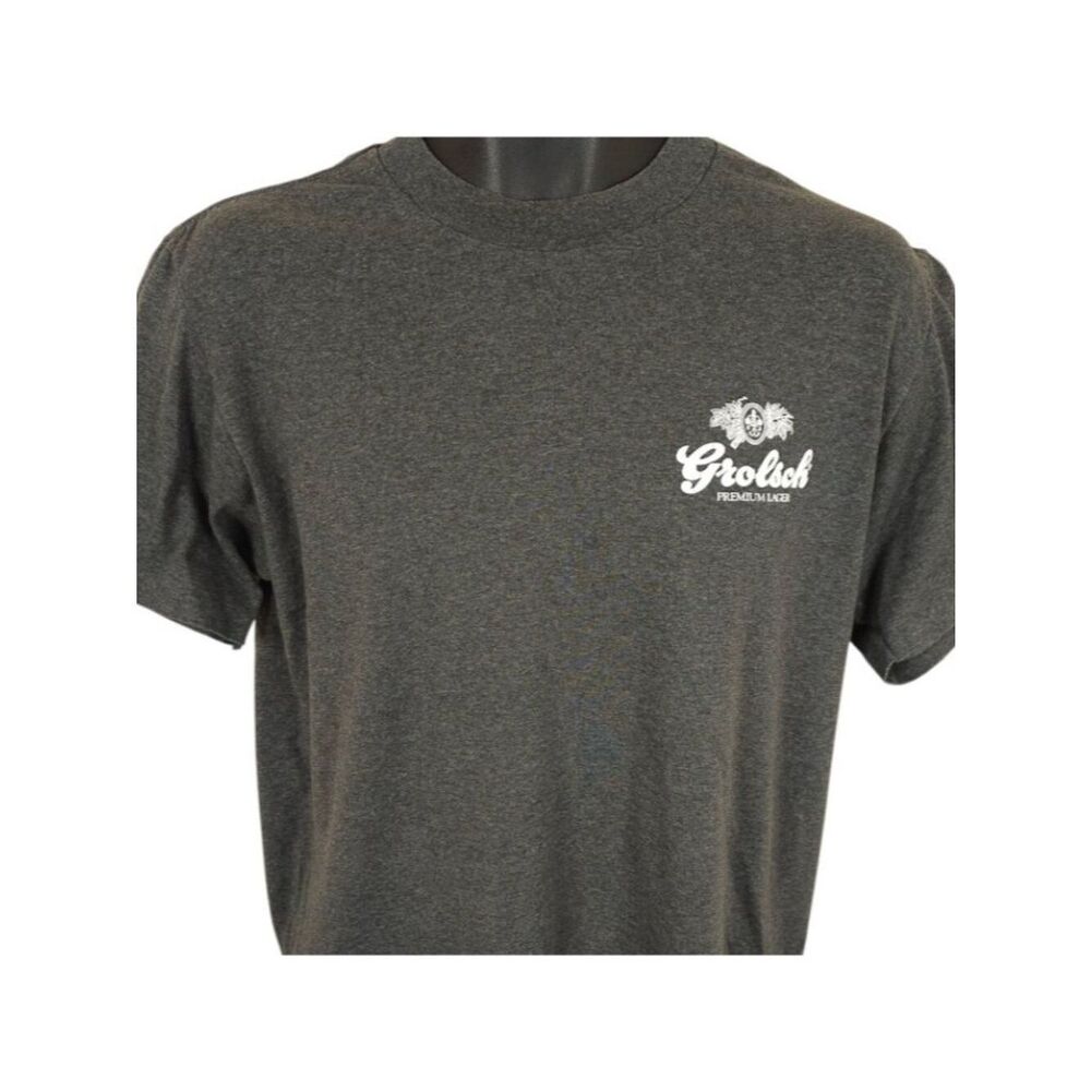 Vintage Grolsch Premium Lager T Shirt Mens Size Large Gray 80s 90s Made In USA